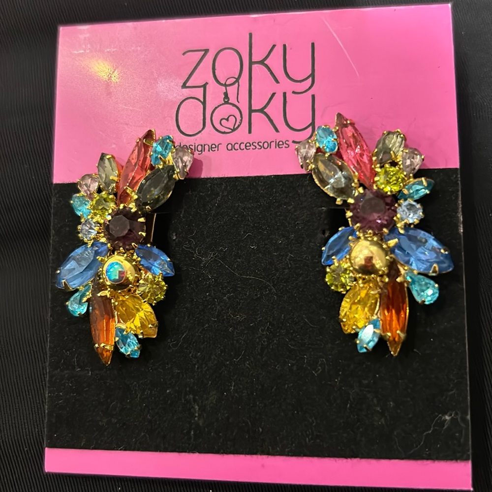 Vintage Multi Colored Crystal Earrings-Boutique